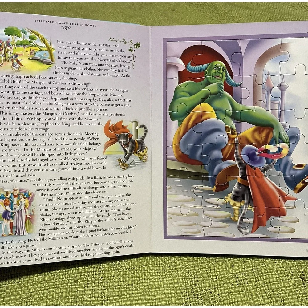 Fairy Tale Jigsaw Book Sleeping Beauty, Puss in Boots, Red Riding Hood, 6 Puzzle